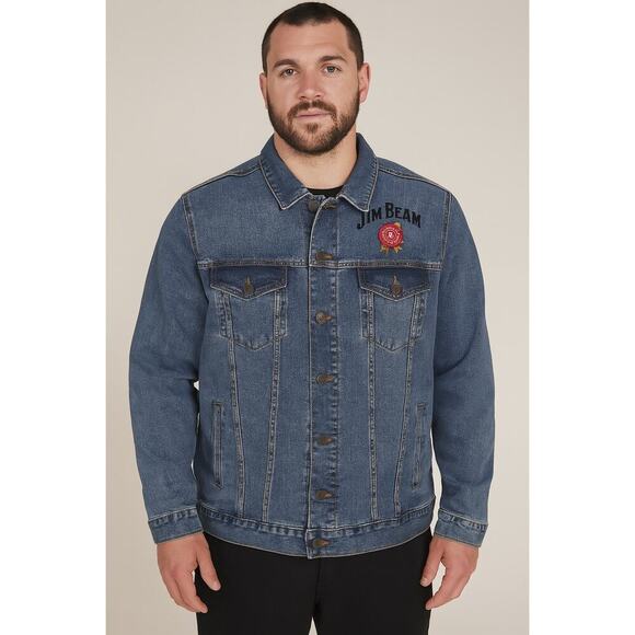 Jim Beam Medium Wash Embroidered Button Down Denim Jean Jacket | NEW!! - Picture 4 of 12